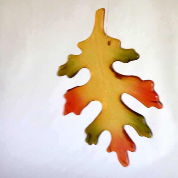 NEW HANDCRAFTED GLASS MAPLE & OAK FALL LEAVES DECORATIVE ORNAMENTS - Picture 6 of 8